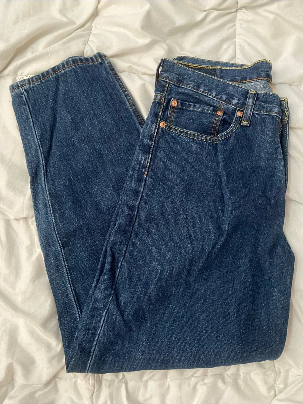 Vintage Levi's Men's Straight Jeans in Deep Blue Denim